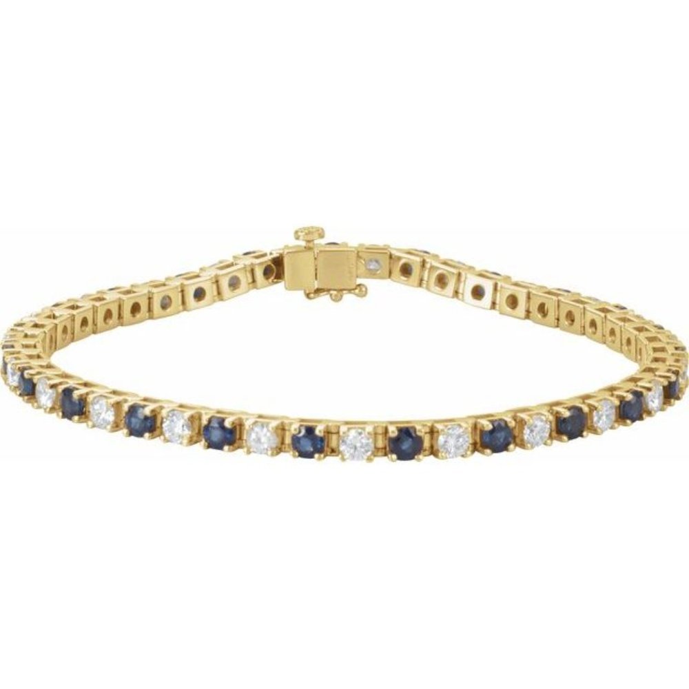 2 ⅜ CTW DIAMOND & BLUE SAPPHIRE TENNIS BRACELET